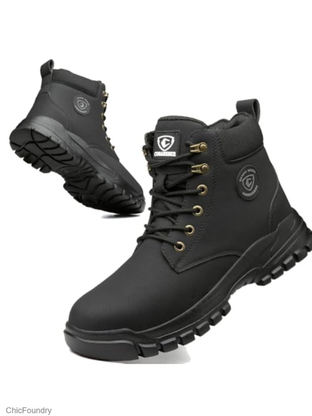 Womens Steel Toe Waterproof Leather Work Boots Lightweight Safety Utility